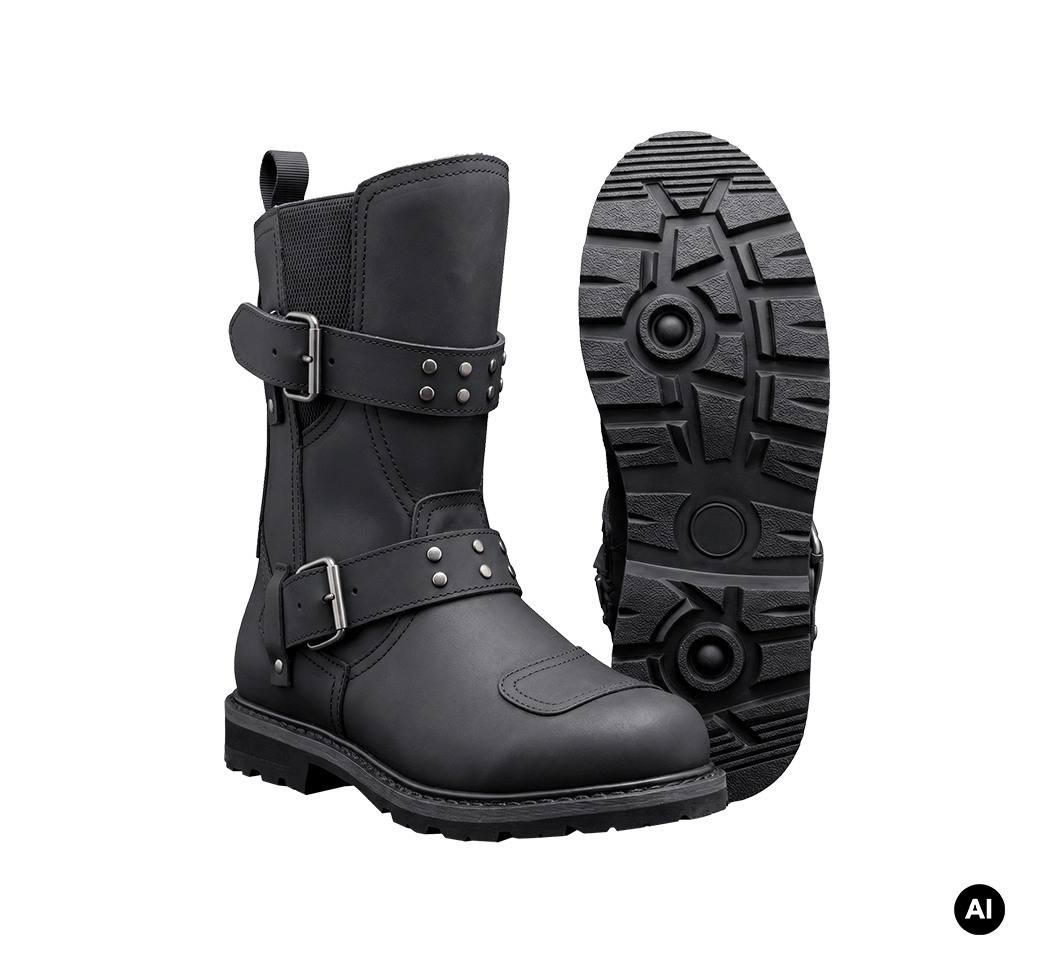 Bottes Brandit Bikerboot cuir mat glissière latérale deux boucles renfort de sélecteur