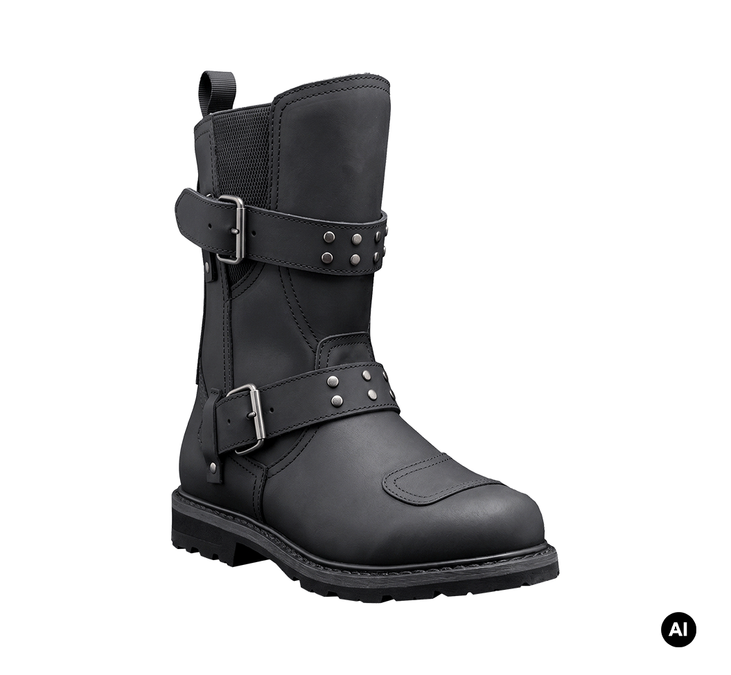 Bottes Brandit Bikerboot cuir mat glissière latérale deux boucles renfort de sélecteur