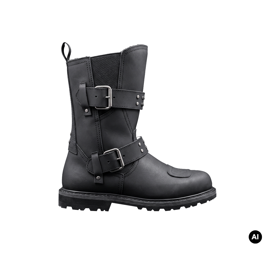 Bottes Brandit Bikerboot cuir mat glissière latérale deux boucles renfort de sélecteur