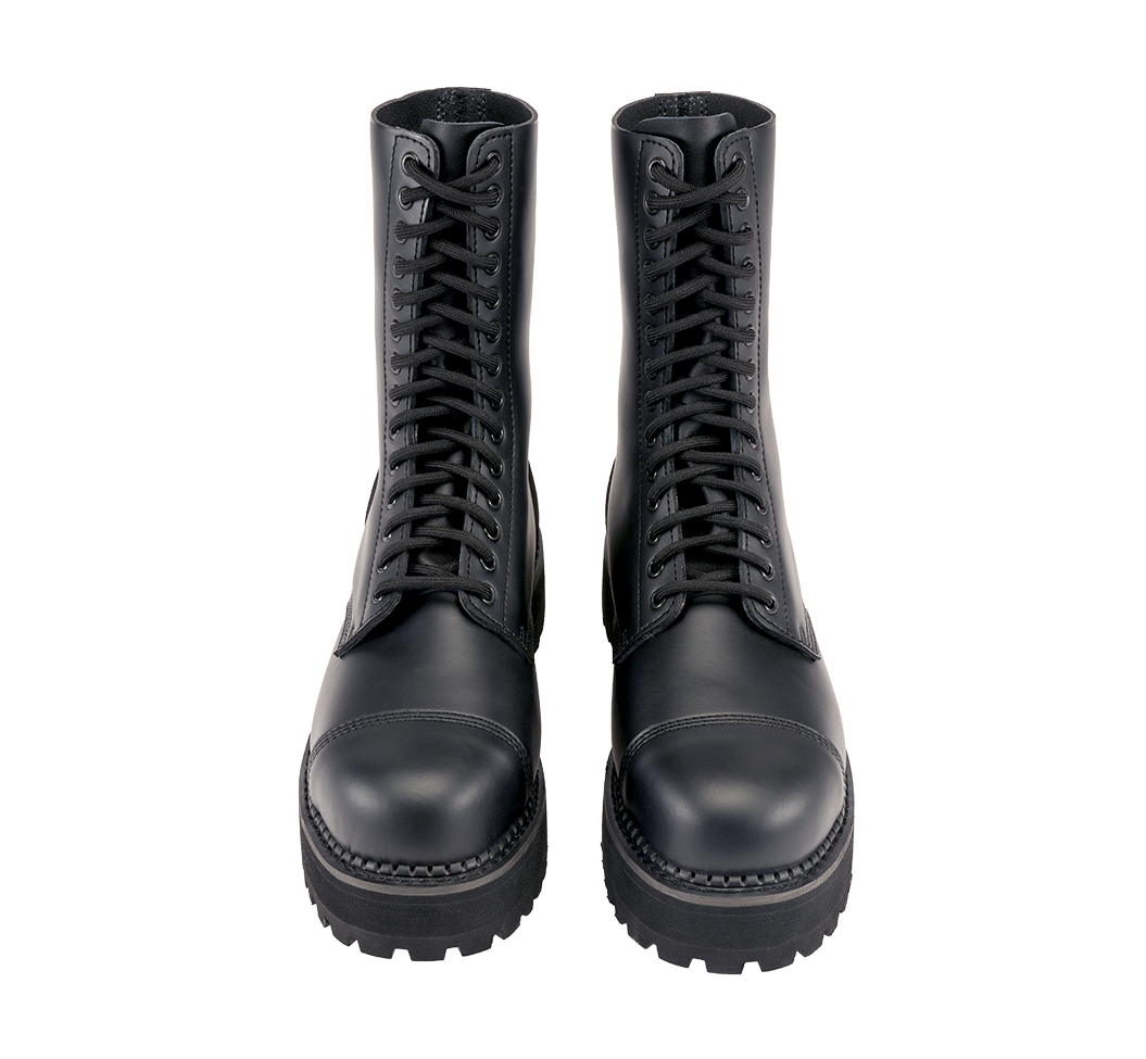 Bottes Brandit Plateau Phantom 14 œillets cuir semelle plateforme cousue coque d'acier