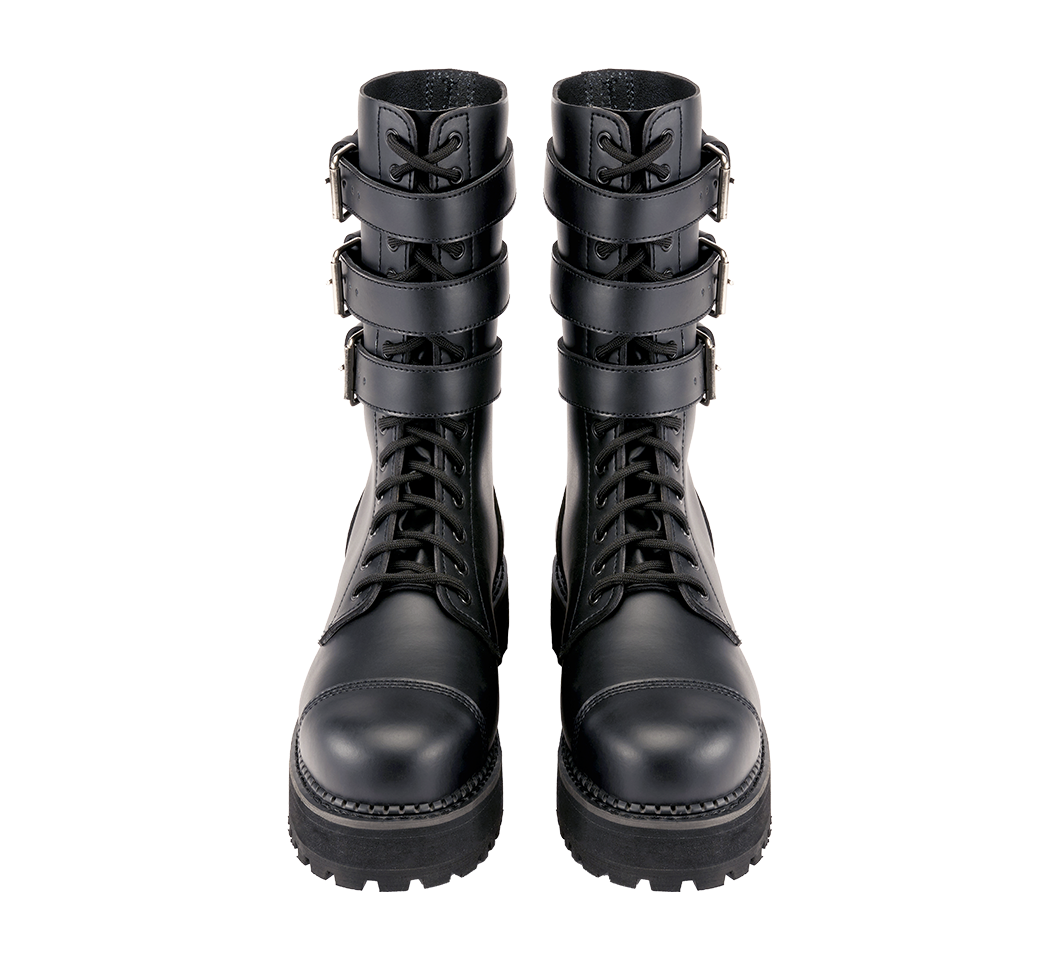 Bottes Brandit Plateau Phantom trois boucles cuir semelle plateforme cousue