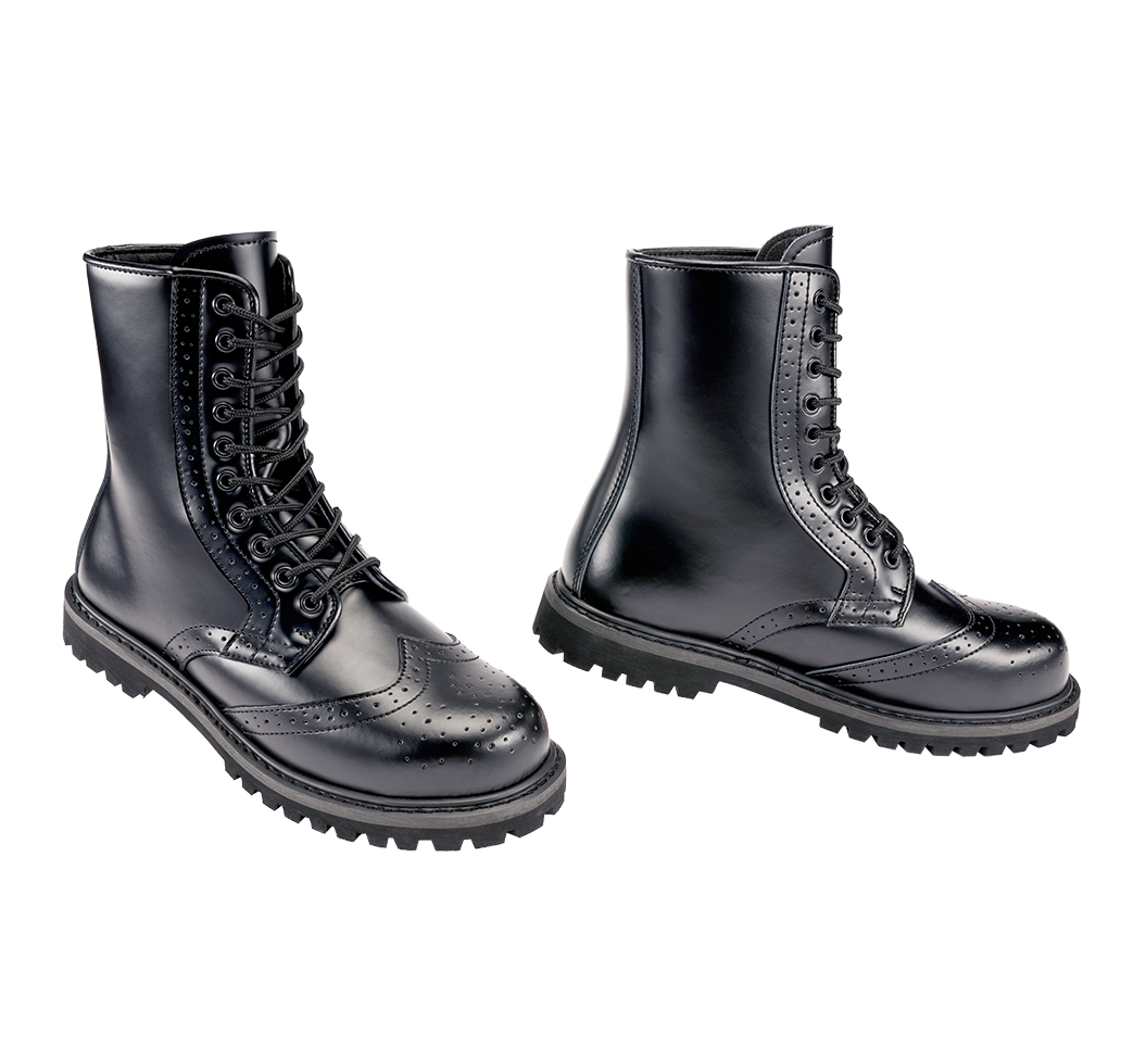 Bottes Brandit Budapester Phantom 10 œillets cuir perforé coque d'acier semelle cousue