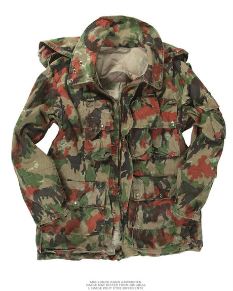 Veste de combat suisse M70 en pur coton à quatre poches, surplus d'occasion