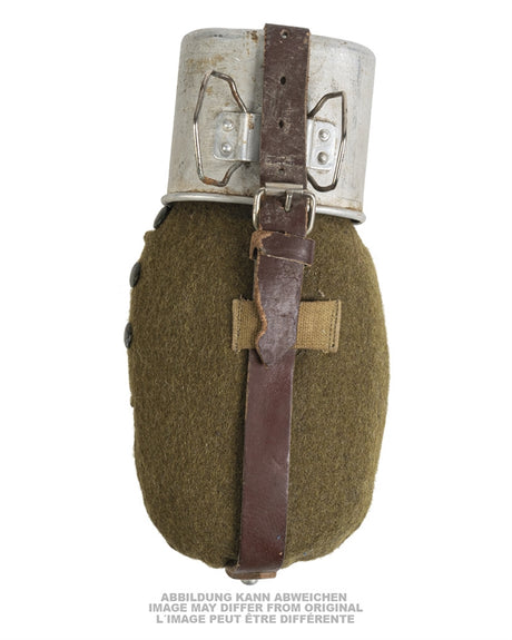 Gourde en aluminium de l'armée roumaine avec quart et housse, occasion