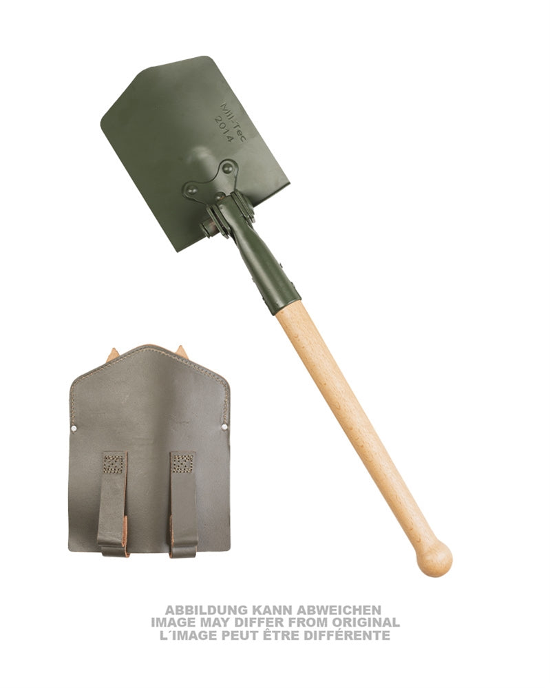 Pelle pliante de la Bundeswehr avec housse en cuir, surplus d'occasion