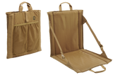 Siège pliant Brandit Foldable Seat 40 x 38 cm dossier inclinable et poche filet double