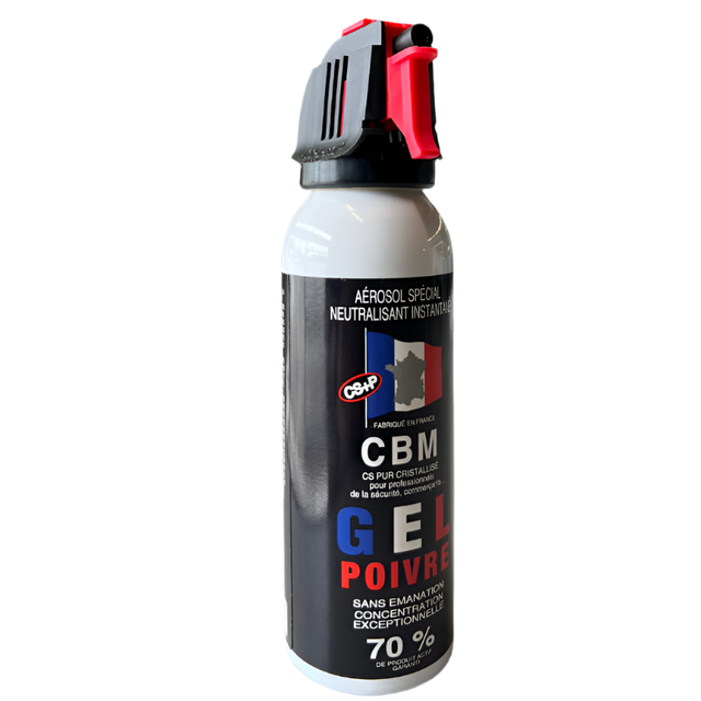 Aérosol de défense CBM Gel au poivre OC + Capot Accusol 100 ml — fabrication française