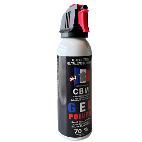 Aérosol de défense CBM Gel au poivre OC + Capot Accusol 100 ml