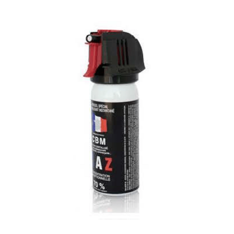 Aérosol de défense CBM gaz lacrymogène CS + Capot Accusol 50 ml — fabrication française