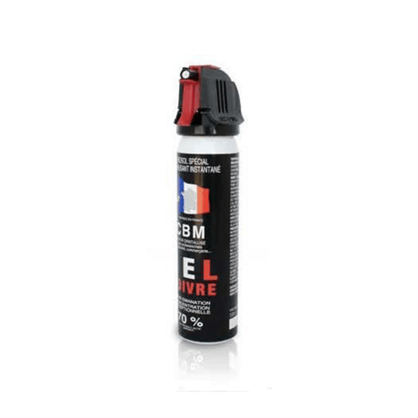 Aérosol de défense CBM gaz lacrymogène CS + Capot Accusol 75 ml — fabrication française