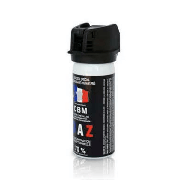 Aérosol de défense CBM gaz lacrymogène CS + Capot Clapet 50 ml