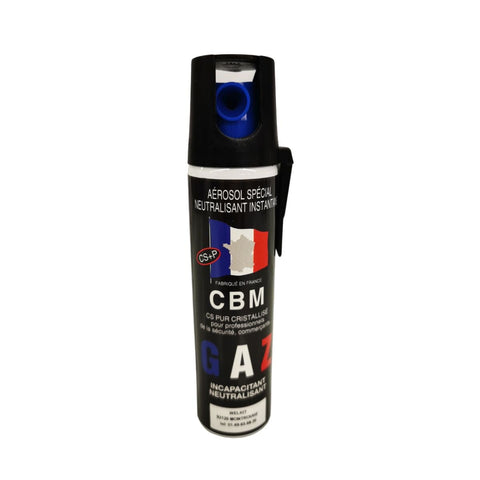 Aérosol de défense CBM gaz lacrymogène CS + Capot Standard 75 ml — fabrication française