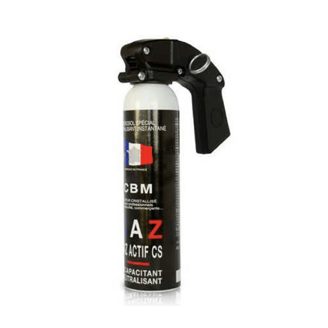 Aérosol de défense CBM gaz lacrymogène CS + Poignée Standard 100 ml — fabrication française