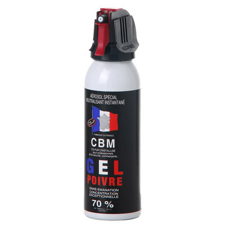 Aérosol de défense CBM gaz lacrymogène au poivre OC + Capot Accusol 50 ml — fabrication française