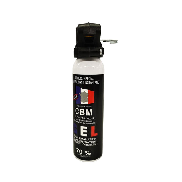 Aérosol de défense CBM gel lacrymogène CS + Poignée Standard 100 ml — fabrication française