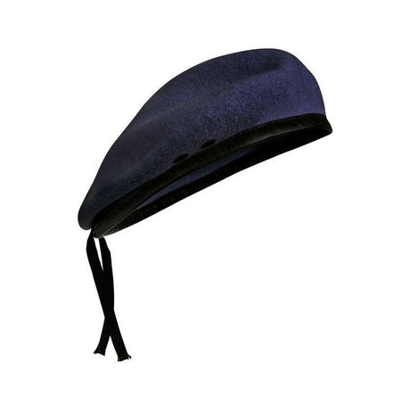 Béret Le Centurion bleu marine en laine mérinos, bord cuir et doublure acétate