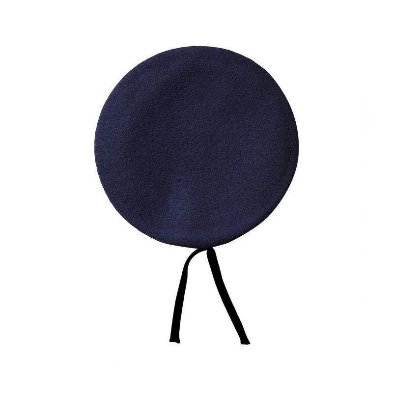 Béret Le Centurion bleu marine en laine mérinos, bord cuir et doublure acétate