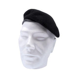 Béret Le Centurion noir en laine mérinos, bord cuir et doublure acétate