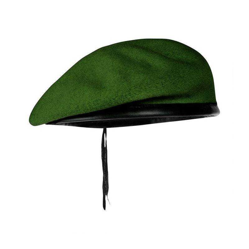 Béret Le Centurion vert Légion en laine mérinos, bord cuir et doublure acétate