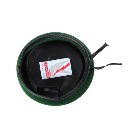 Béret Le Centurion vert Légion en laine mérinos, bord cuir et doublure acétate