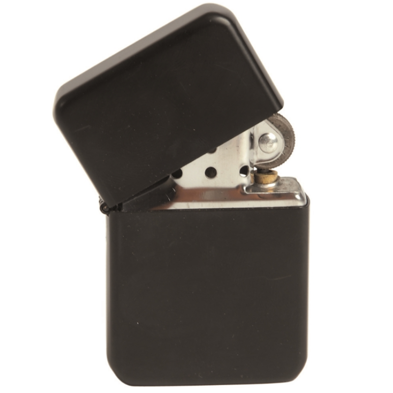 Briquet tempête Mil-Tec type US à essence rechargeable 4×1,5×6 cm couvercle charnière