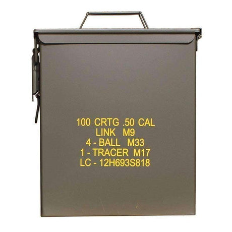 Caisse à munitions Mil-Tec US M9 cal .50 en acier avec mécanisme à loquet latéral
