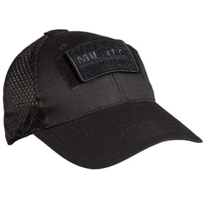 Casquette baseball tactique Mil-Tec en mesh polyester-coton avec deux surfaces auto-agrippantes pour patches