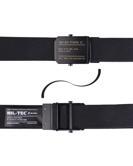 Ceinture Mil-Tec AF-01 en polyester largeur 4 cm boucle métallique mate 130 cm réglable