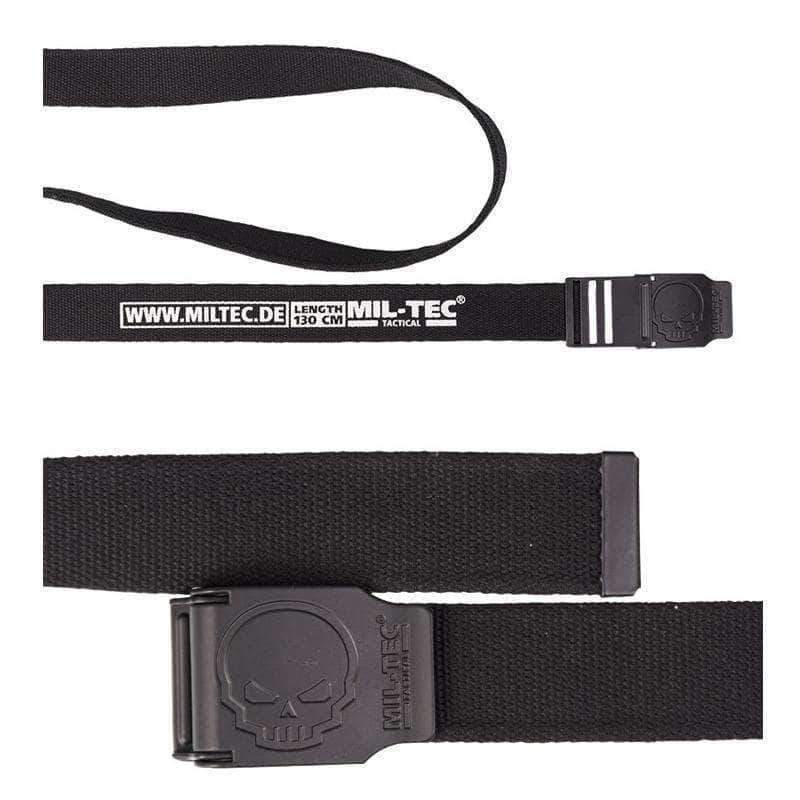Ceinture Mil-Tec Skull en polyester 40 mm avec boucle alliage de zinc gravée motif tête de mort