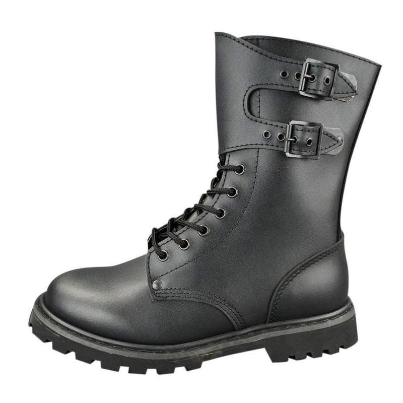 Chaussures de combat Mil-Tec BMJA65 en cuir avec 2 boucles et 6 œillets