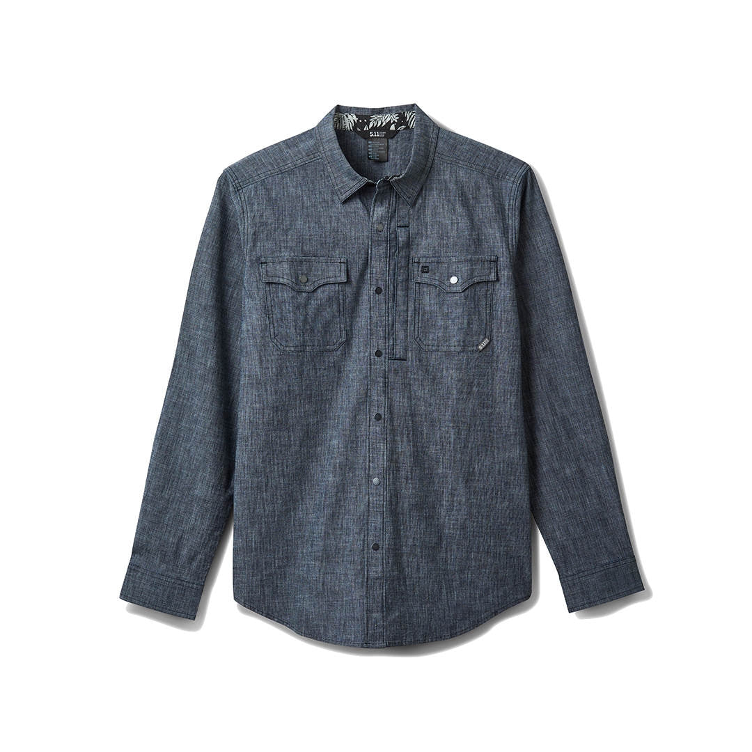 Chemise Victor 5.11 Tactical chambray extensible patte RAPIDraw deux poches poitrine