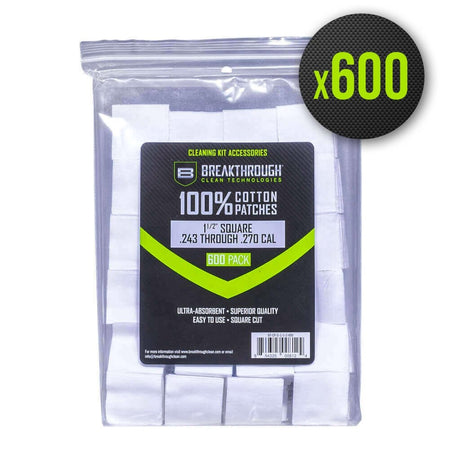 Chiffons calibrés coton Breakthrough prédécoupés, sept formats du 22LR au calibre 12