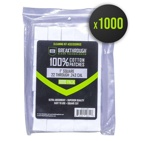 Chiffons calibrés coton Breakthrough prédécoupés, sept formats du 22LR au calibre 12