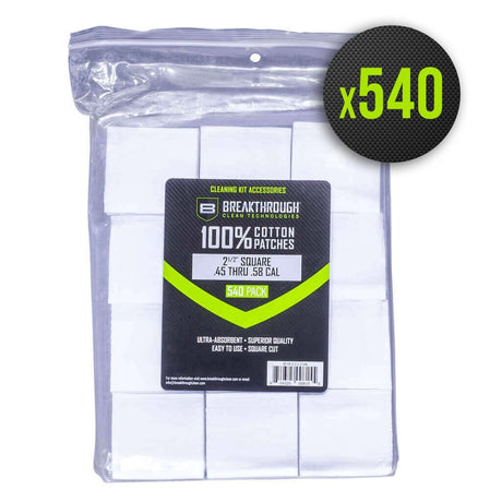 Chiffons calibrés coton Breakthrough prédécoupés, sept formats du 22LR au calibre 12