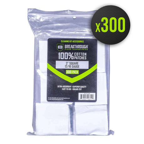 Chiffons calibrés coton Breakthrough prédécoupés, sept formats du 22LR au calibre 12