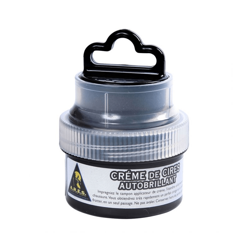 Cirage Ares noir avec applicateur intégré, flacon 75 ml, entretien du cuir lisse