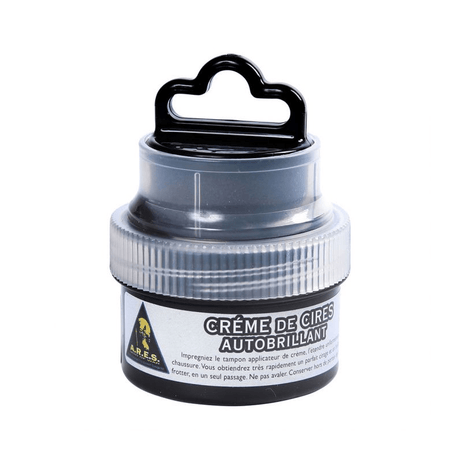 Cirage Ares noir avec applicateur intégré, flacon 75 ml, entretien du cuir lisse