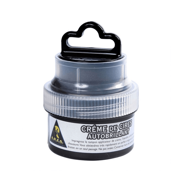 Cirage Ares noir avec applicateur intégré, flacon 75 ml, entretien du cuir lisse
