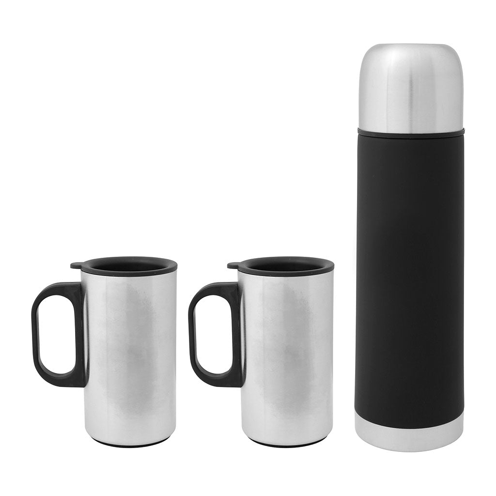 Coffret Ares bouteille isotherme 50 cl et deux tasses aux armes des troupes de marine