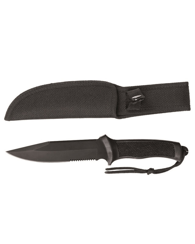 Couteau de combat Mil-Tec lame 15 cm manche caoutchouc avec étui polyester