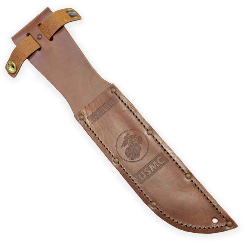 Couteau de survie Ka-Bar USMC Classic acier 1095 lame 178 mm manche cuir empilé