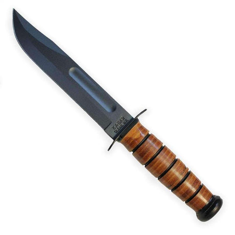 Couteau de survie Ka-Bar USMC Classic acier 1095 lame 178 mm manche cuir empilé