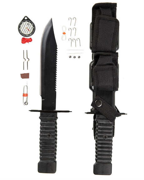 Couteau de survie Mil-Tec Special Forces lame inox 18,5 cm avec boussole et kit de pêche