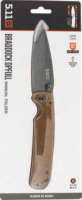 Couteau pliant 5.11 Tactical Braddock acier D2 lame drop point 89 mm