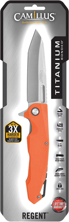 Couteau pliant Camillus Regent acier 420 lame tanto 95 mm manche titane