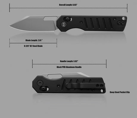 Couteau pliant Miguron Knives Gatov acier D2 lame clip point 73 mm
