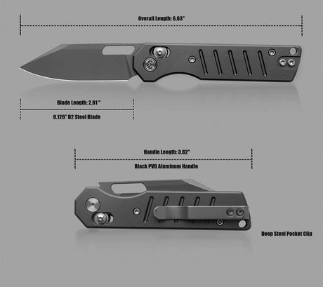 Couteau pliant Miguron Knives Gatov acier D2 lame clip point 73 mm