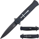 Couteau pliant S-TEC TS017 lame spear point 95 mm manche G10 à ouverture assistée