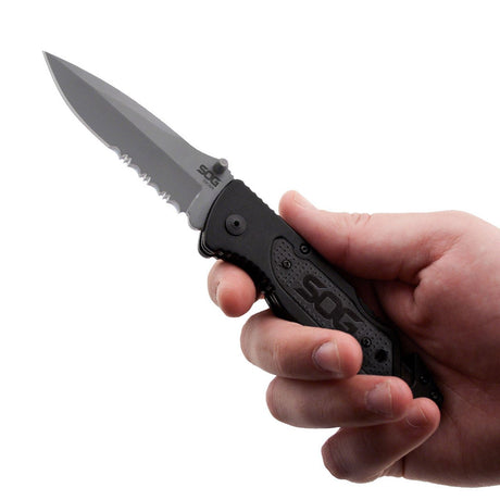 Couteau pliant SOG Escape acier 9Cr18MoV lame 83 mm coupe-lien et brise-vitre