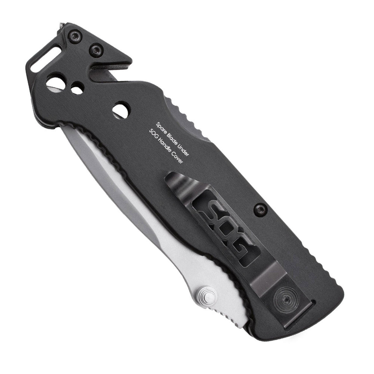 Couteau pliant SOG Escape acier 9Cr18MoV lame 83 mm coupe-lien et brise-vitre